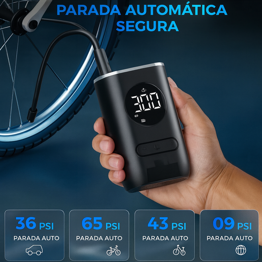 Mini Compressor Calibrador Ar Digital Portátil Recarregável Cor Preto 110v/220v